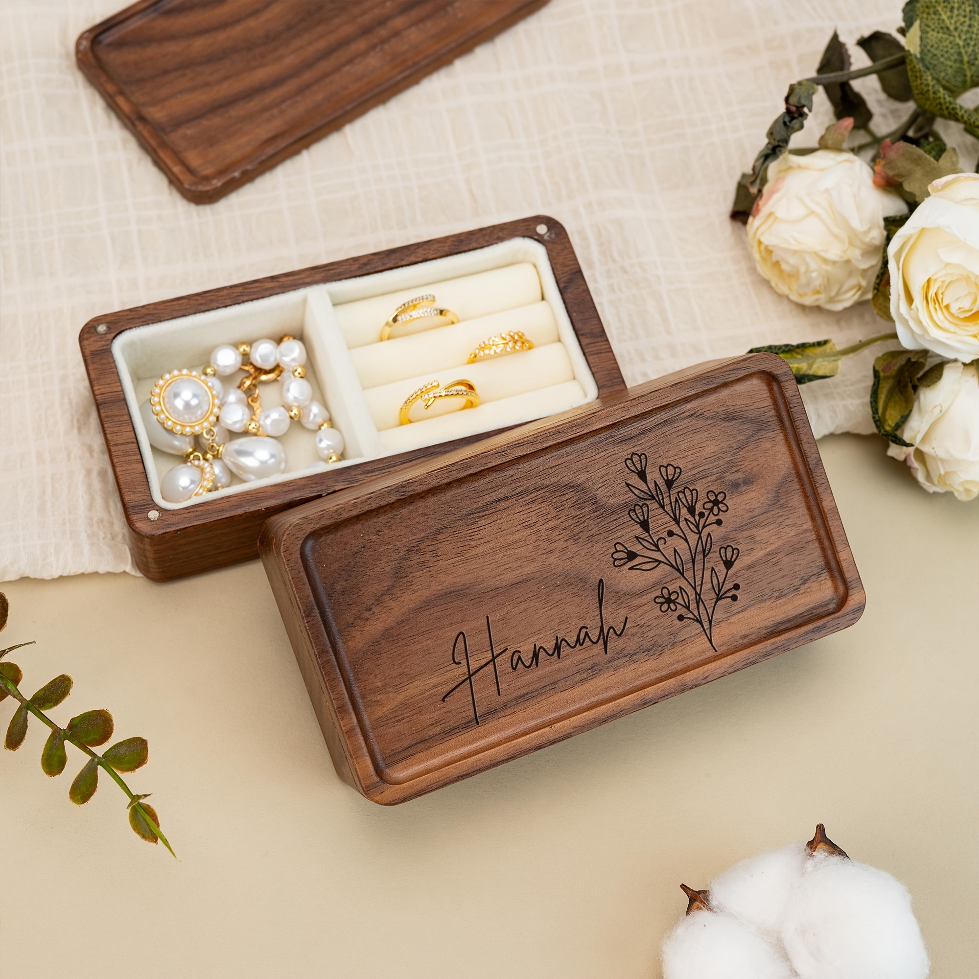 Custom Engraved Name Jewelry Box, Personalized Travel Organizer